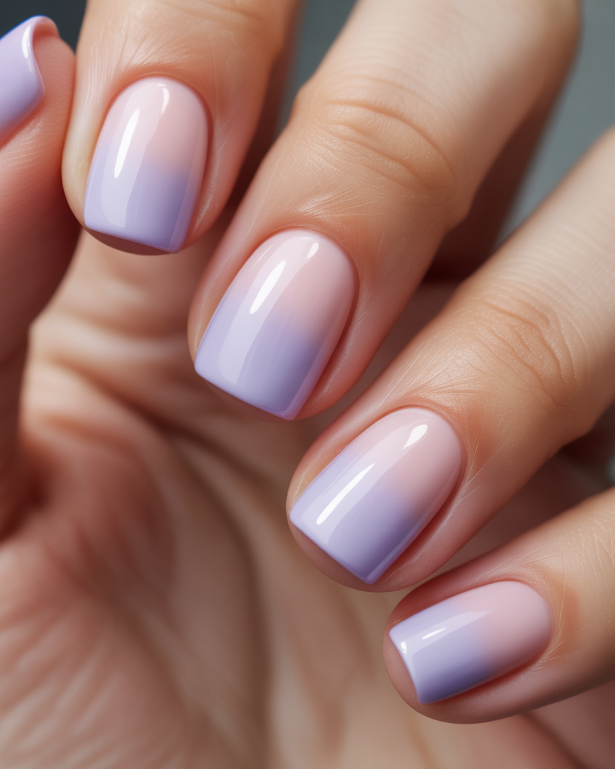 Beautiful pastel ombre nails with a smooth gradient effect.