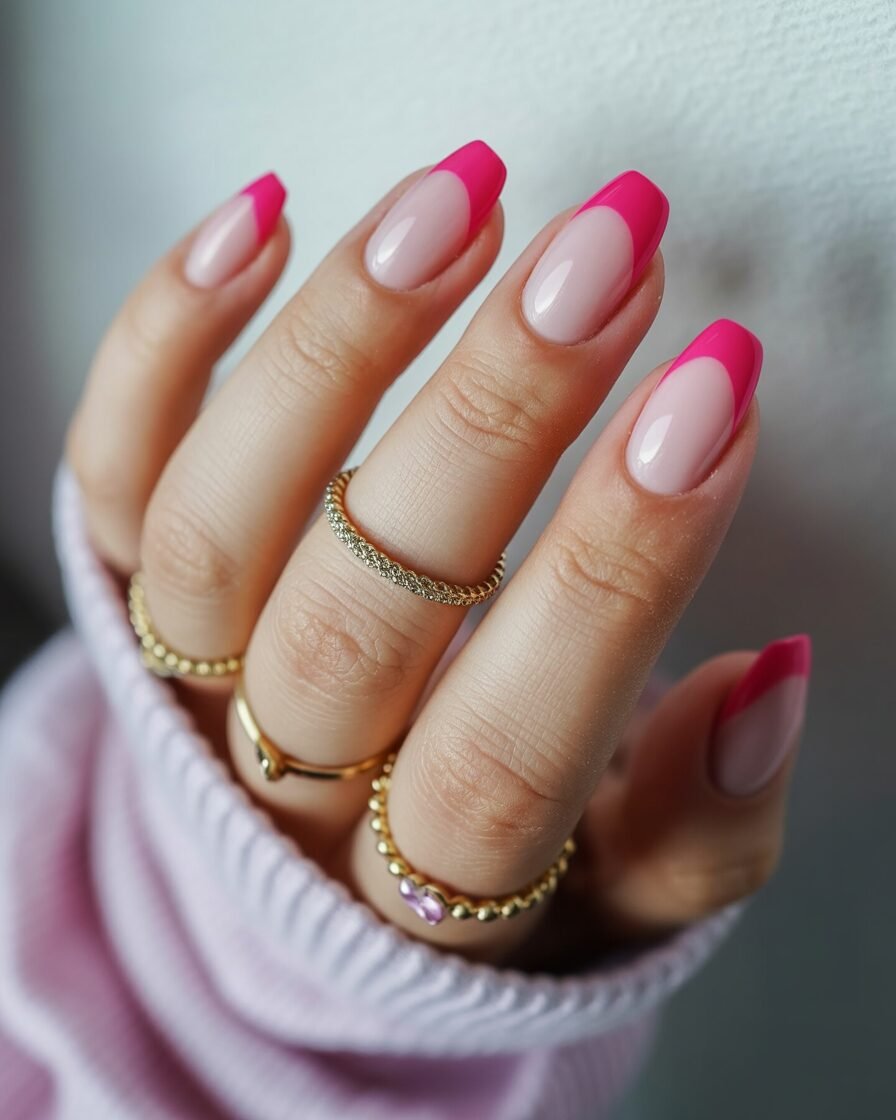 Soft pink ombré nails for a romantic effect