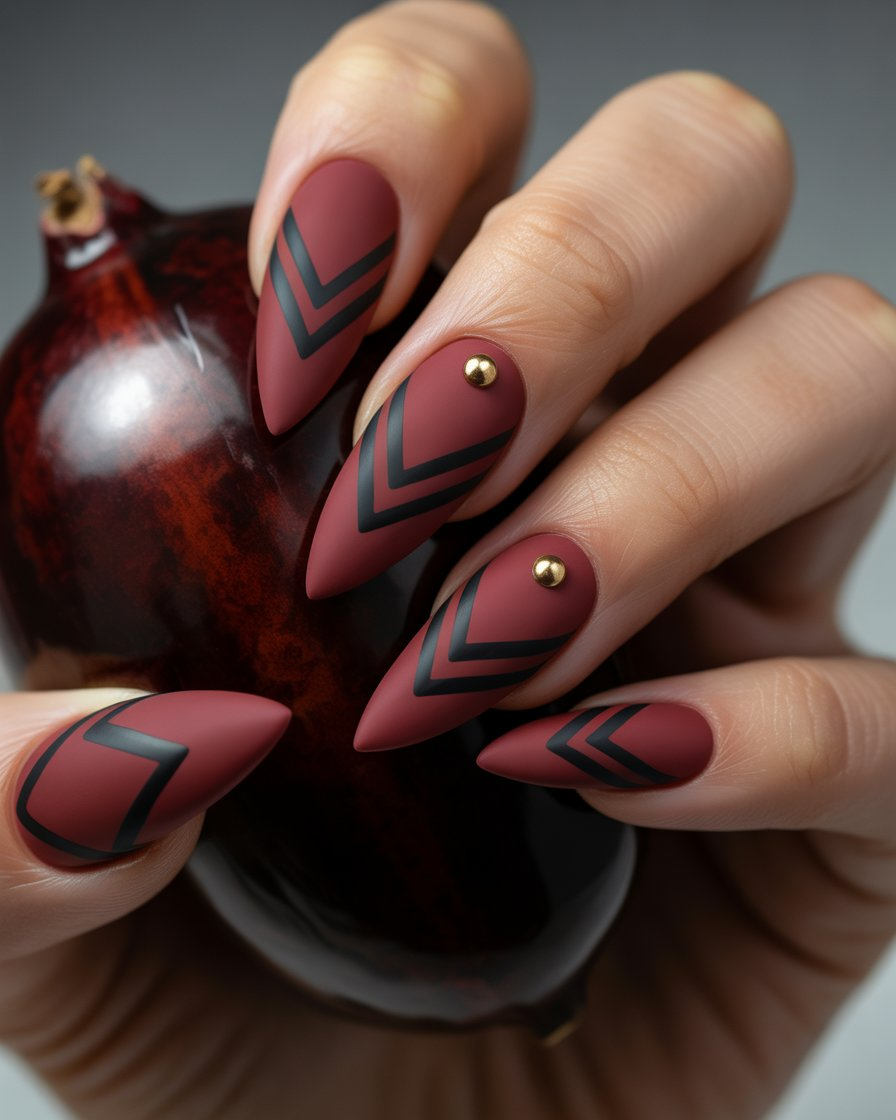 Double Chevron with Gold Dot Accent