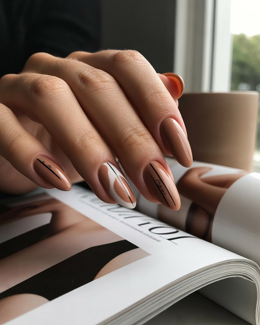Mocha with Minimalist Black Lines
