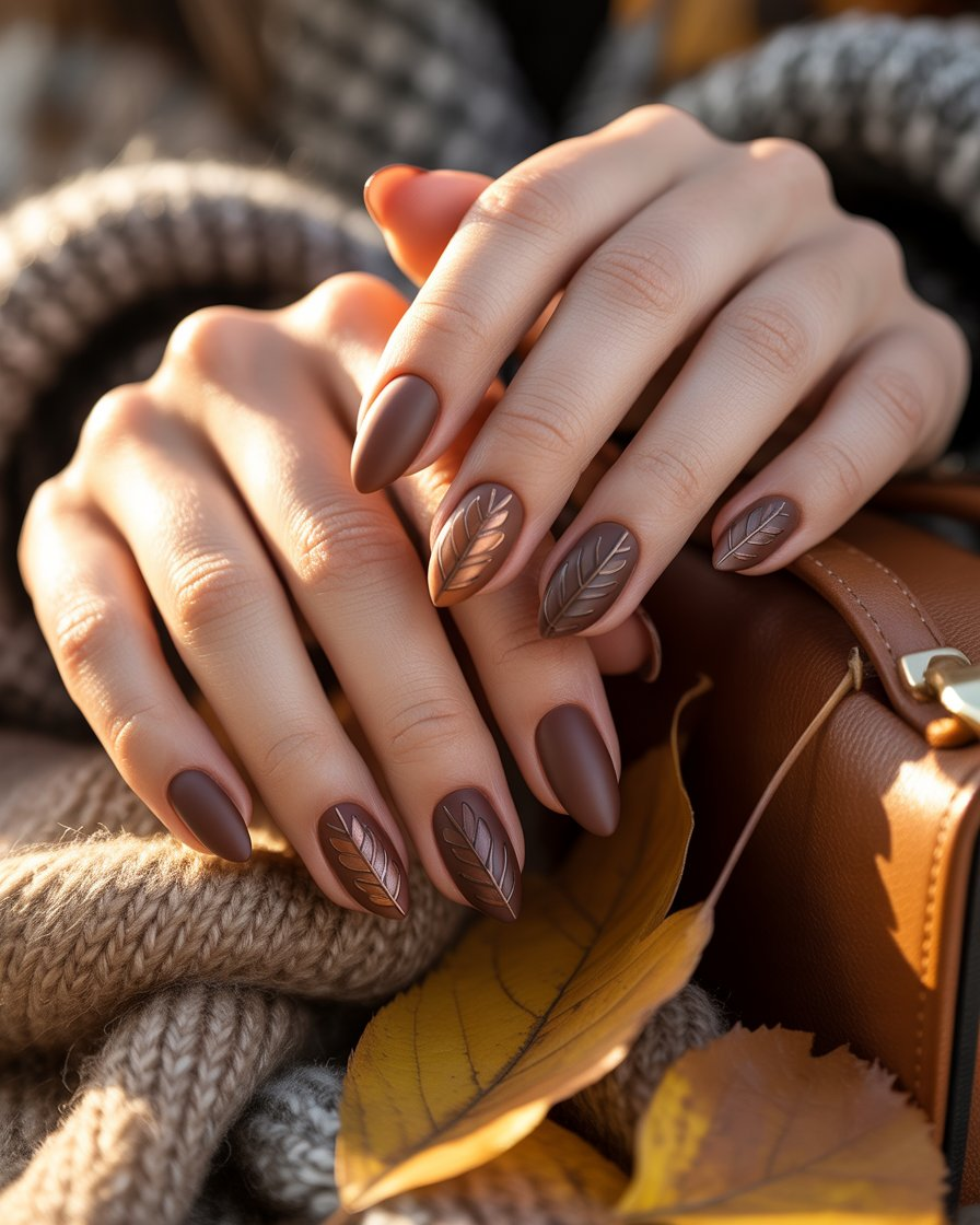 Chocolate Matte with Glossy Leaf Imprint