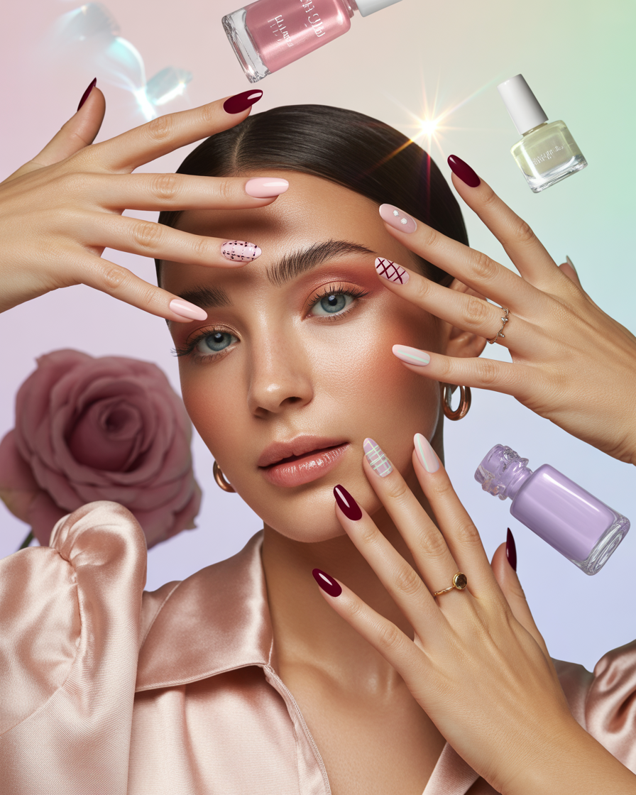 15 Burgundy and Pastel Nail Designs