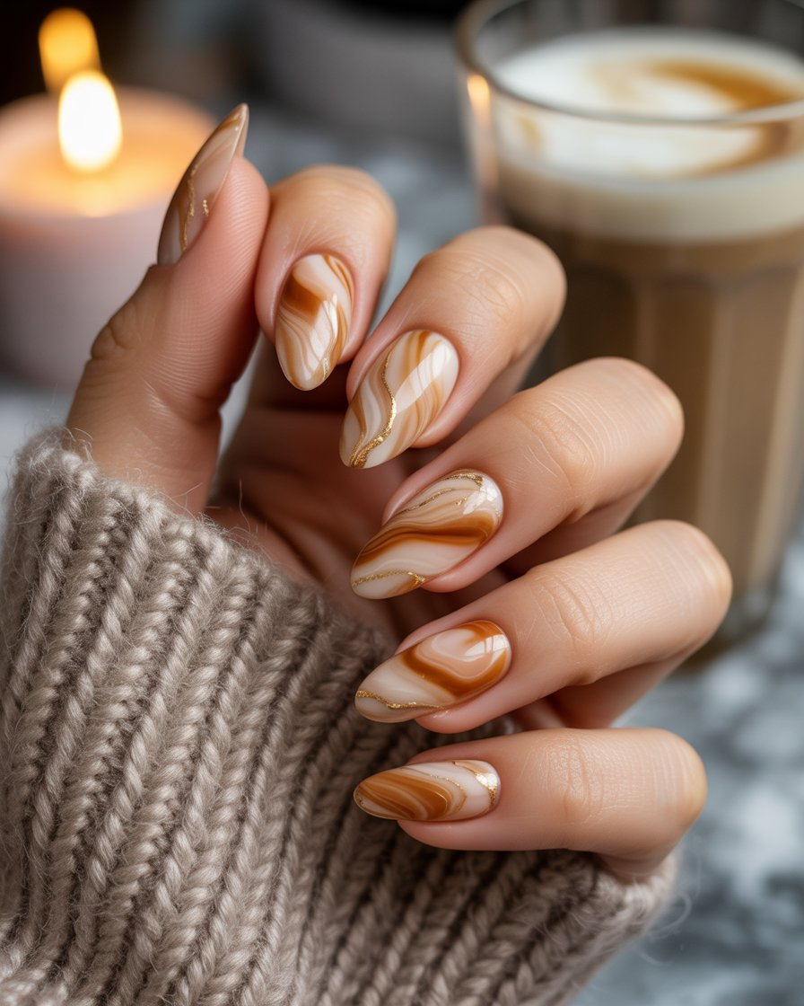 Caramel Marble with Gold Veining