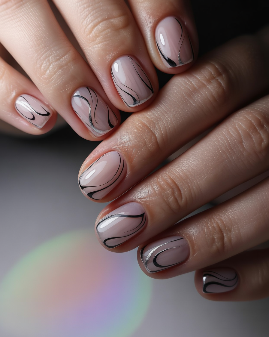 Transparent Base with Black Swirls